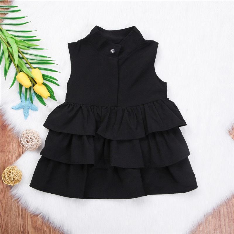 Fashion Simple Solid Color Sleeveless Small And Medium Girl Dress - Image 3
