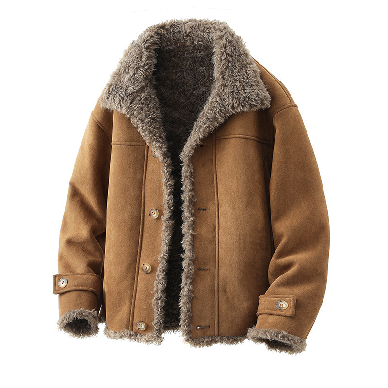 Oversized Faux Lambskin Jacket With A Fur Lining Fleece Lining And A Thicker Design Complete With A Lapel Collar - Image 3