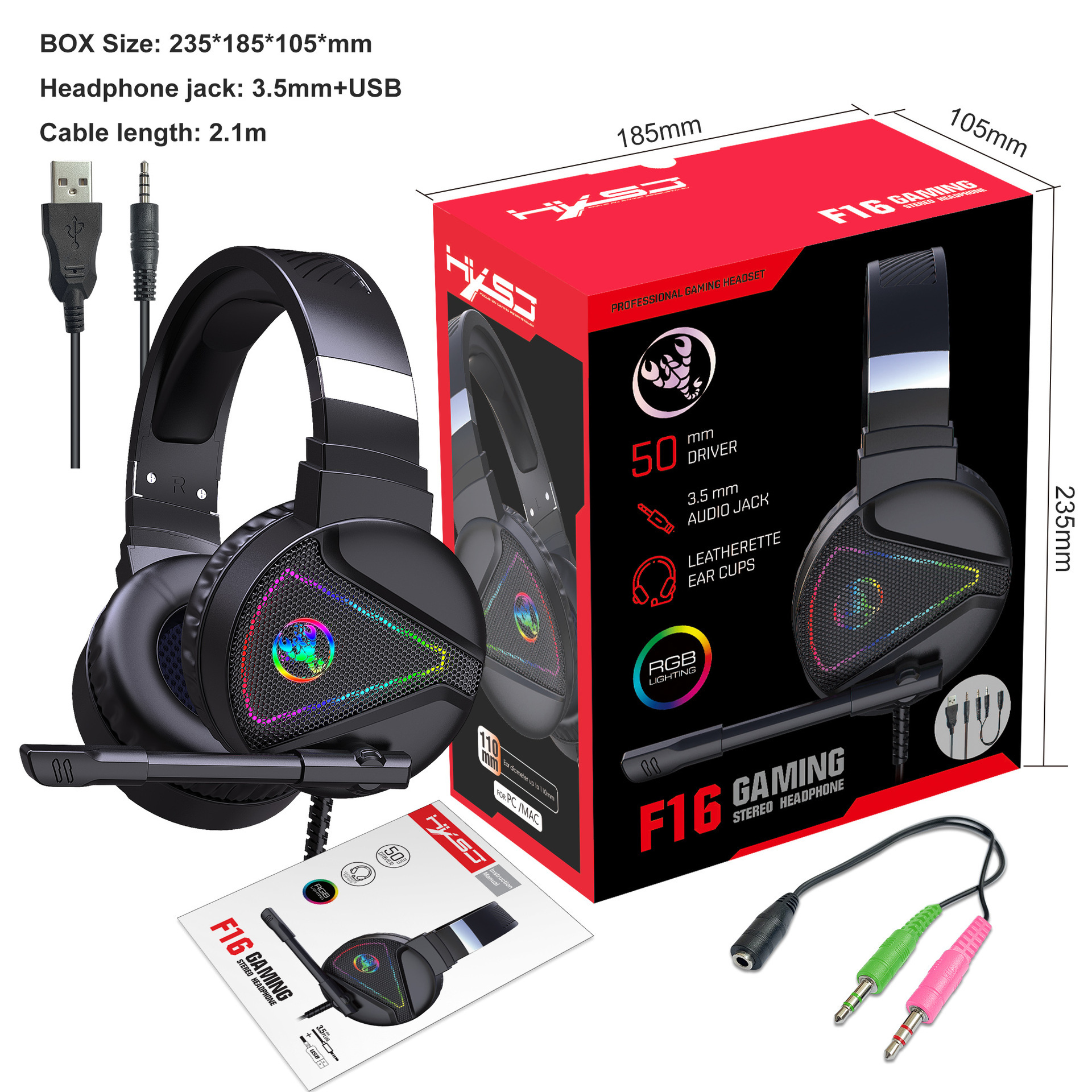 RGB Luminous ABS Headset - Image 8