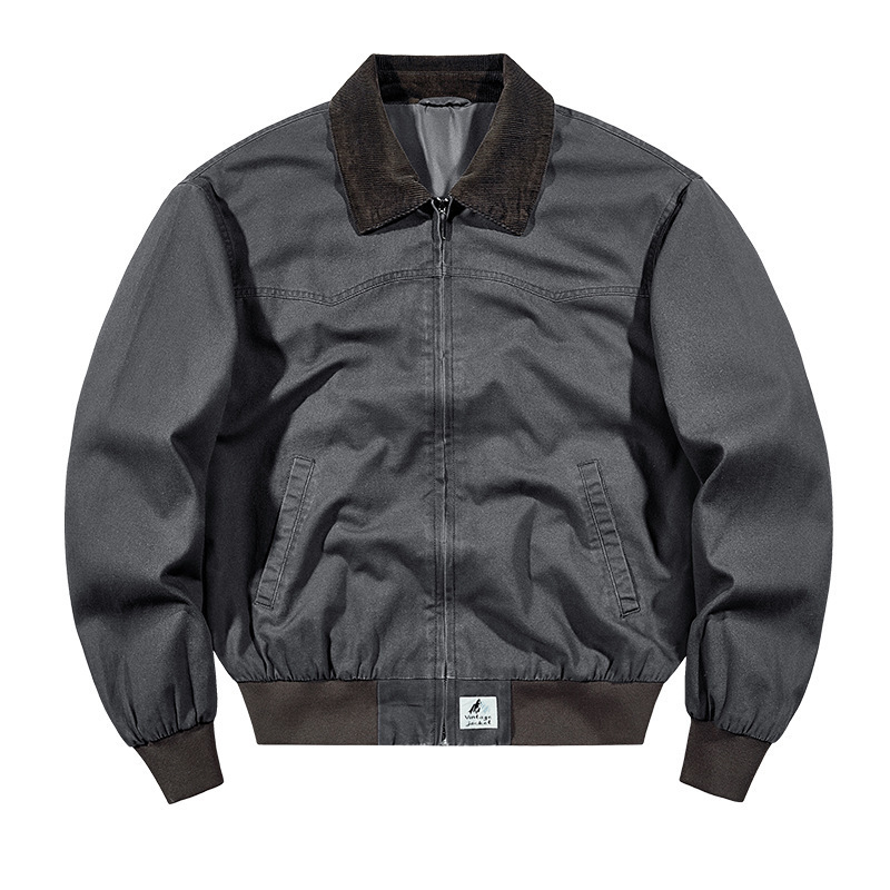 Spring And Autumn Washed Denim Work Jacket With Lapel For Young Men - Image 8