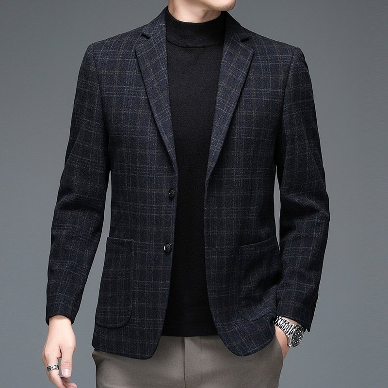 Mens Stylish Business-casual Plaid Blazer - Image 8