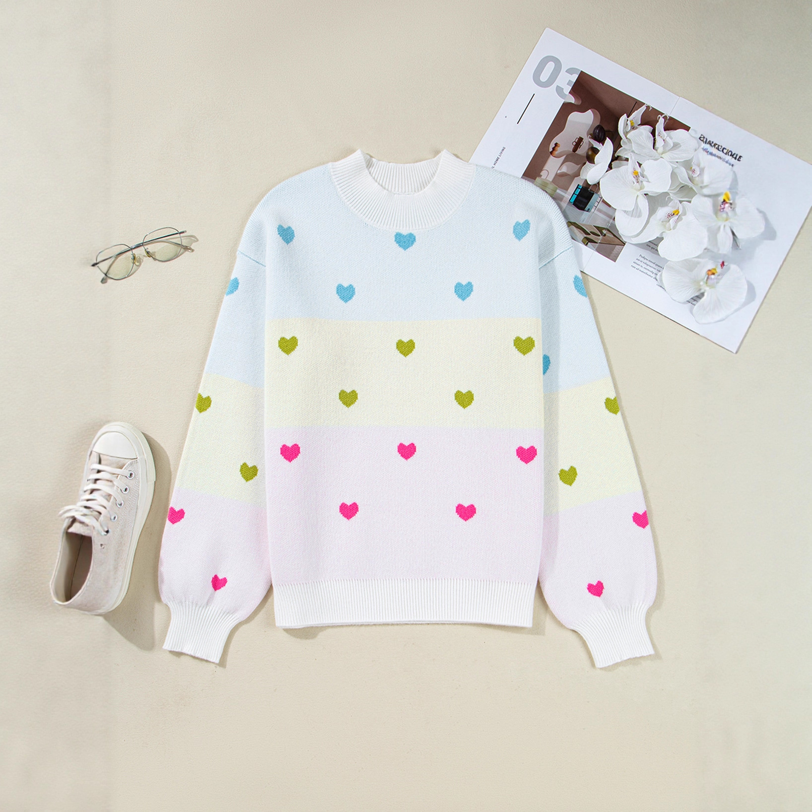 Relaxed-fit Long-sleeve Turtleneck Knit Casual Pullover Sweater - Image 3