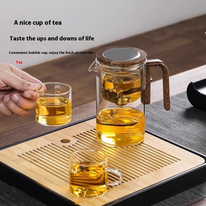 One Click Magnetic Teapot Separation Filtration Glass Tea Pot Wood Handle Tea Water Separation Inner Container Teapot - Image 10