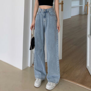 High Waisted Straight Leg Floor Length Pants