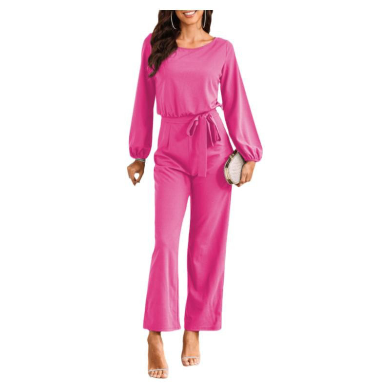 Womens Tailored Pullover Longsleeve Laceup Jumpsuit - Image 7