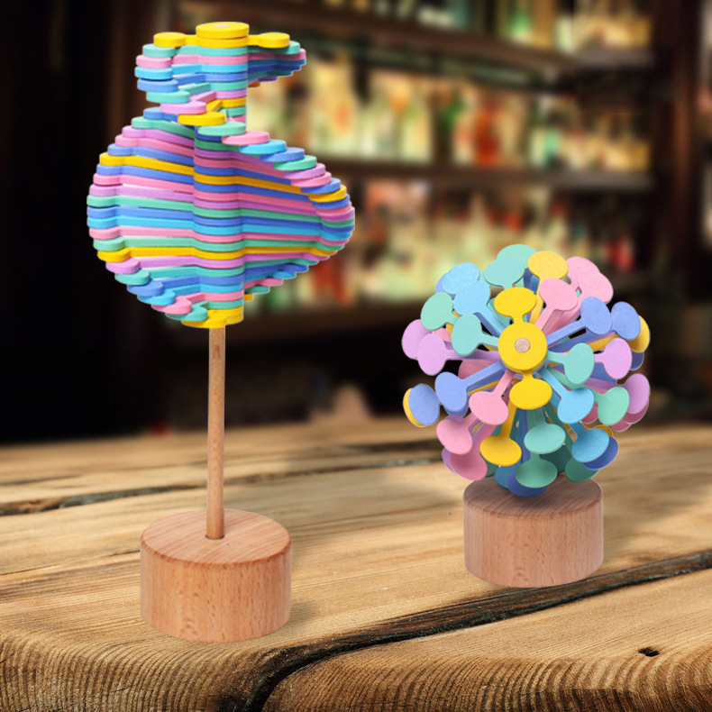 Solid Wooden Rotating Lollipop Fischer Series Creative Ornaments Decompression Toys Decompression Artifact Gyro - Image 10