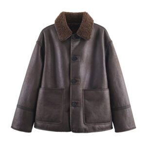 Womens Cozy Casual Double-Sided Leather-and-Fur All-in-One Coat For Warmth And Style