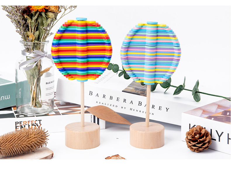 Solid Wooden Rotating Lollipop Fischer Series Creative Ornaments Decompression Toys Decompression Artifact Gyro - Image 2