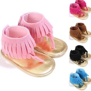 Children's sandals summer new girls sandals wholesale retro tassel flannel baby sandals
