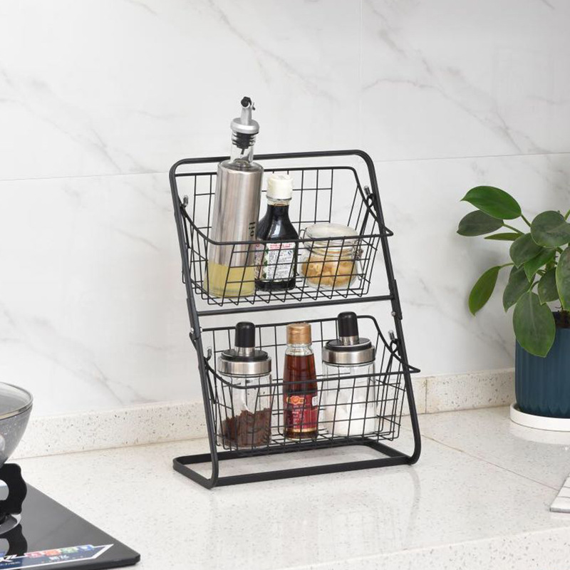 Stainless Steel Countertops Multilayer Spice Rack Fruit Kitchen Storage Kitchen Storage Rack - Image 4