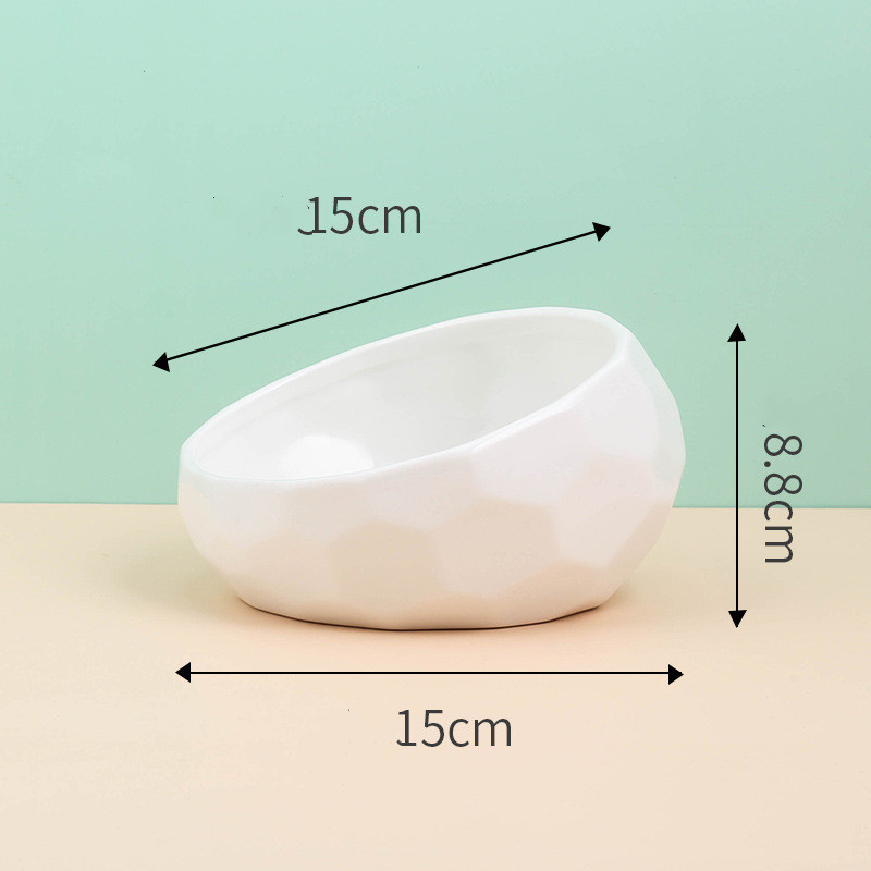 Pet Supplies Bowl Ceramic Cat Bowl Dog Bowl Oblique Mouth - Image 5