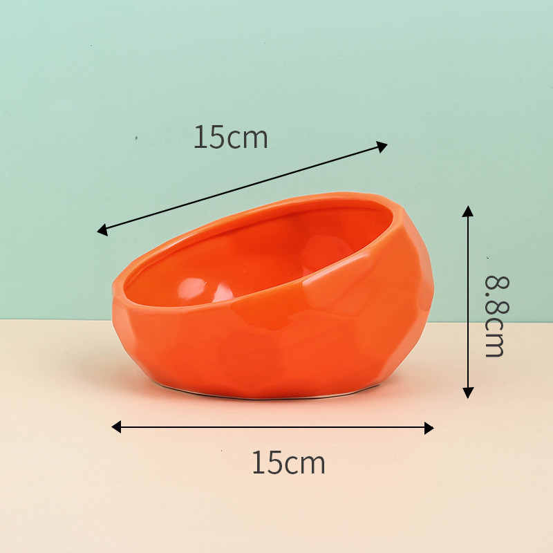 Pet Supplies Bowl Ceramic Cat Bowl Dog Bowl Oblique Mouth - Image 2