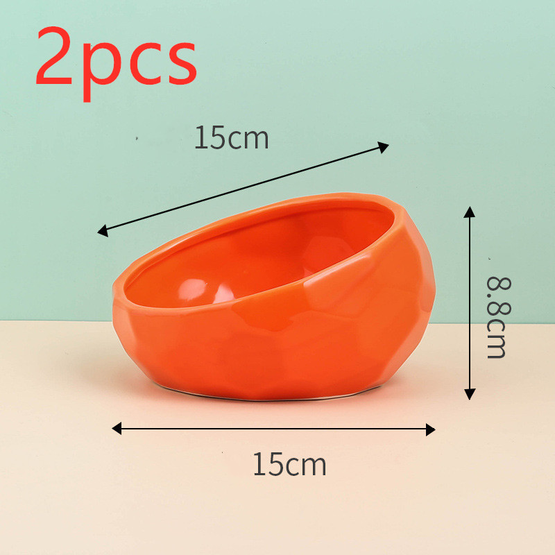 Pet Supplies Bowl Ceramic Cat Bowl Dog Bowl Oblique Mouth - Image 3