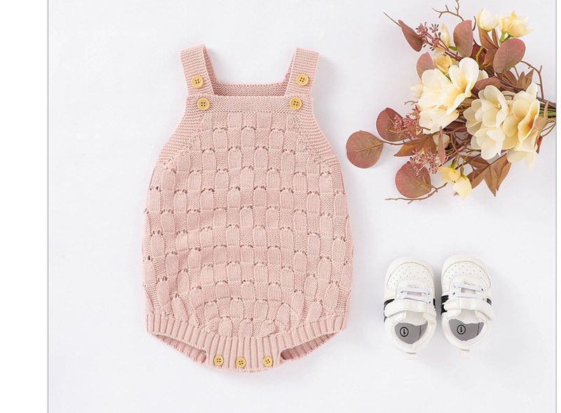 Solid Color Sling Baby Dress Baby Knitted Cotton One-Piece - Image 3
