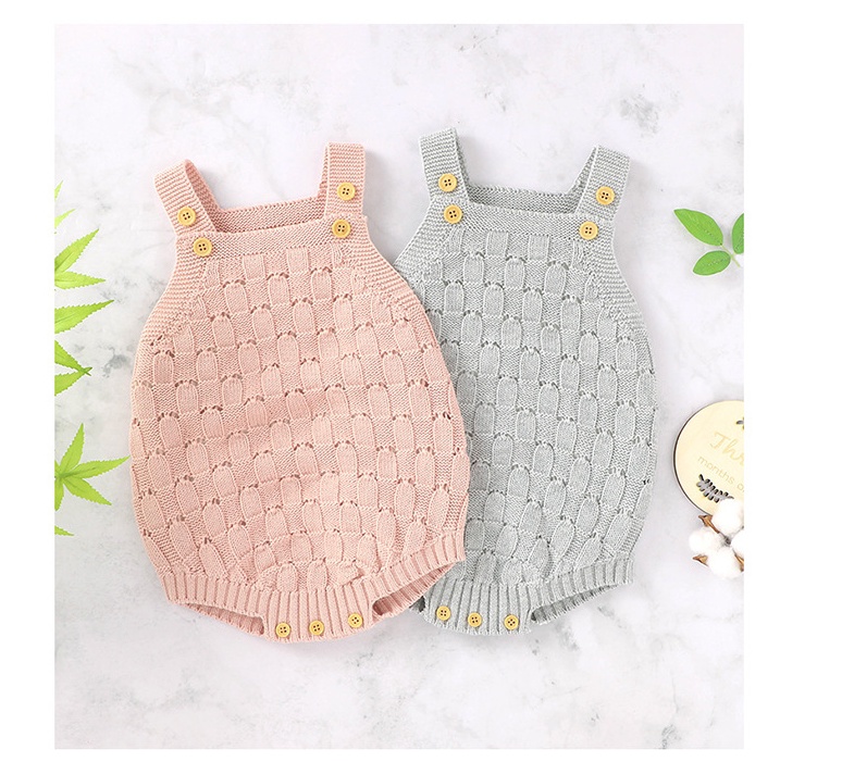 Solid Color Sling Baby Dress Baby Knitted Cotton One-Piece - Image 4