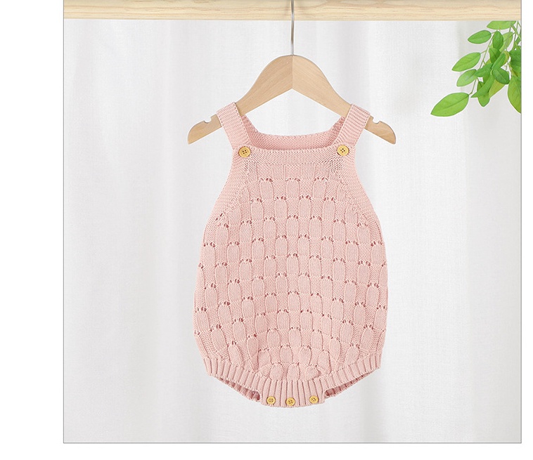 Solid Color Sling Baby Dress Baby Knitted Cotton One-Piece - Image 6