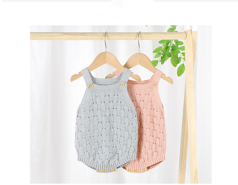 Solid Color Sling Baby Dress Baby Knitted Cotton One-Piece - Image 2
