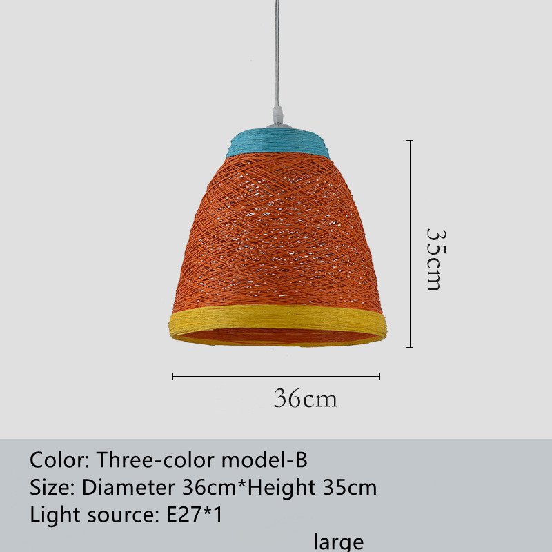 Ldyllic Creative Personality Coffee Shop Rattan Woven Rattan Ball Lamp Hot Pot Shop Farm Bar Restaurant Rattan Hanging Lamps - Image 2