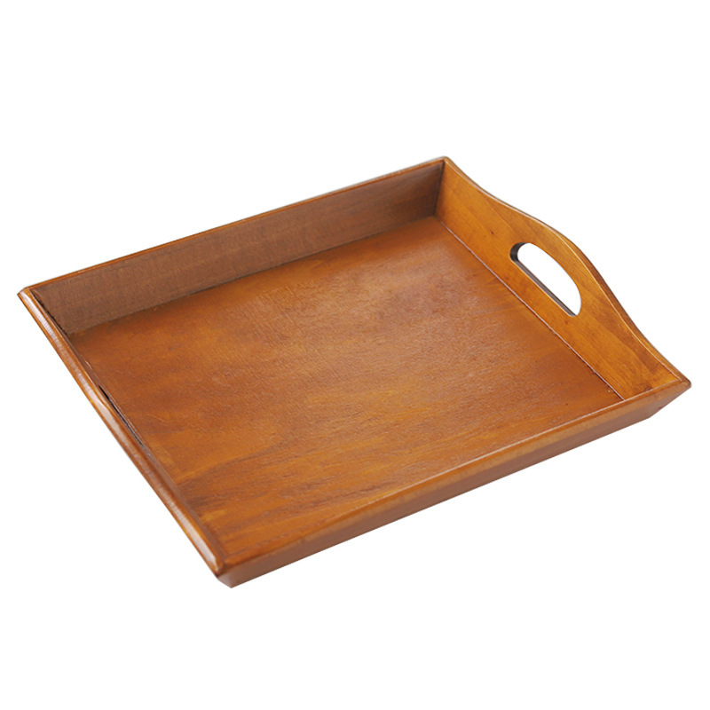 Retro Rectangular Wooden Serving Tray Tea Cutlery Trays Storage Pallet Fruit Plate Decoration Food Bamboo - Image 2