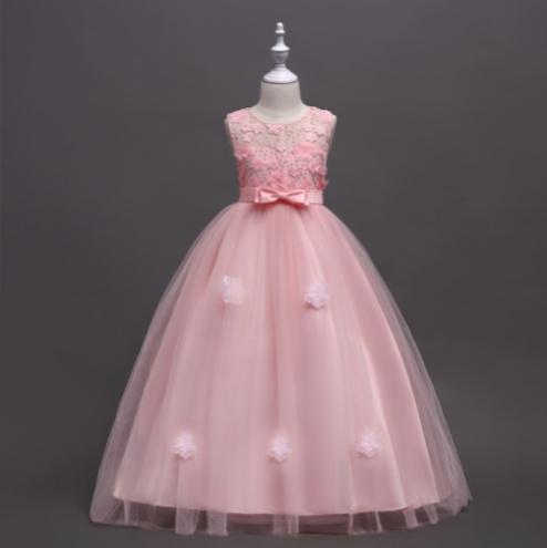 Fashion Children's Long Summer Piano Performance Costume Dress - Image 5