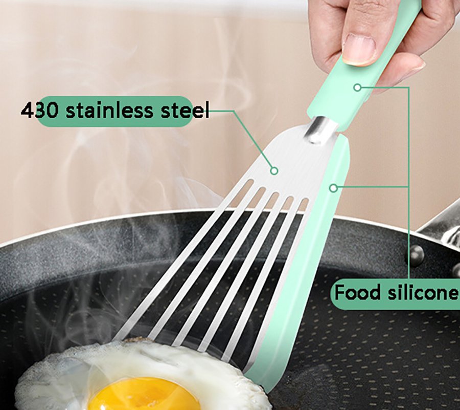 Nonstick Fish Spatula, Thin Slotted Spatulas Turner Silicone Fish Spatulas For Nonstick Cookware, High Heat Resistant BPA Free Cooking Utensils, Ideal For Fish, Eggs, Pancakes - Image 4