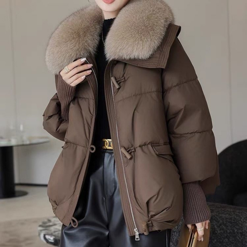 Down Cotton-padded Jacket Women's Short Fur Collar Thickened Coat Winter Clothing - Image 7