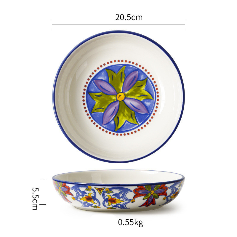 Ceramic Tableware Pastoral Style Home Plate Dinner Plate - Image 3