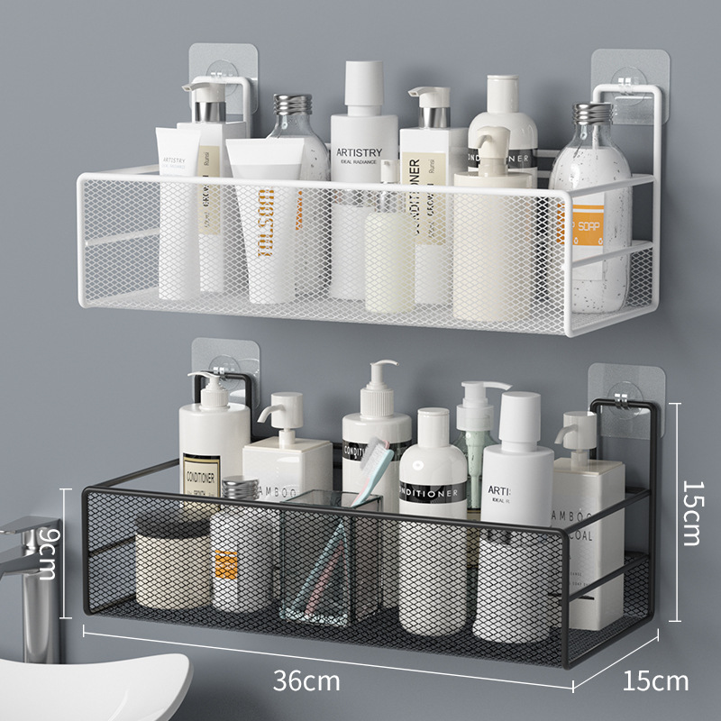 Wall-Mounted Bathroom Shelf No Drill Shower Shampoo Organizer Toilet Accessories - Image 2