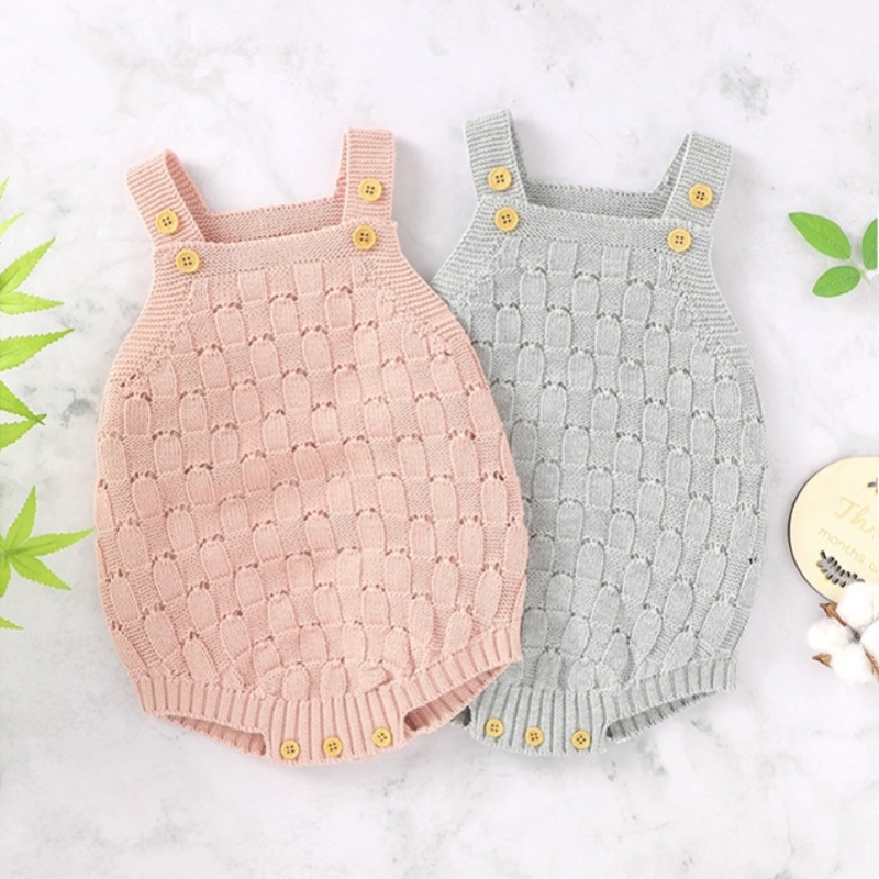 Solid Color Sling Baby Dress Baby Knitted Cotton One-Piece