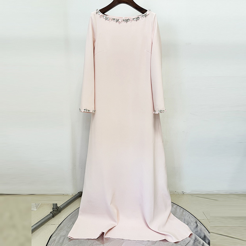 Fashionable Minimalist Beaded Loose-fitting Long Dress - Image 3