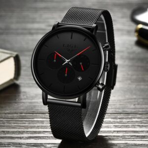 Mens Mesh-Strap Multifunctional Water-Resistant Quartz Watch