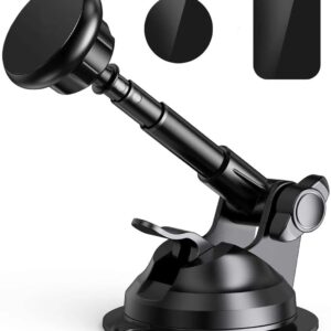 Creative 360 degree rotating suction cup telescopic magnet aluminum alloy car phone holder