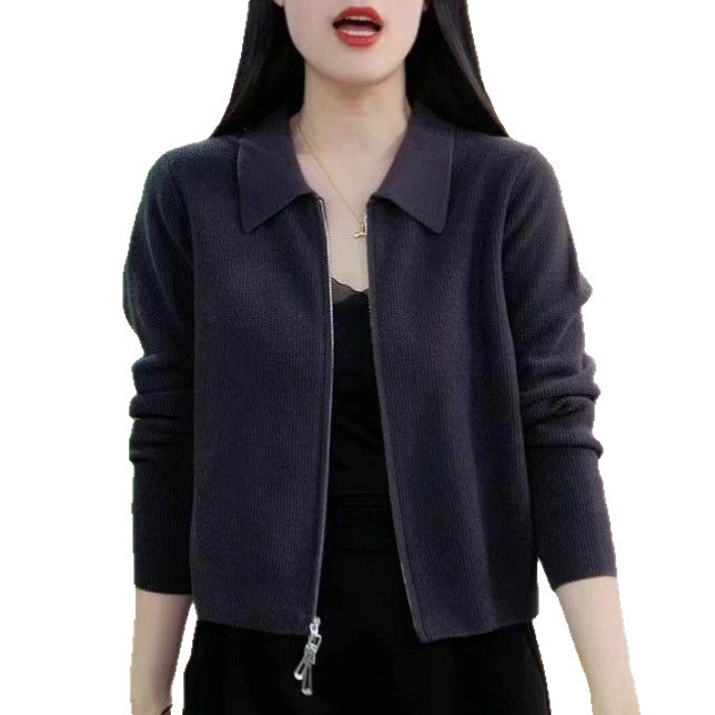 Womens Loose-fitting Short Versatile Zip-up Jacket - Image 4