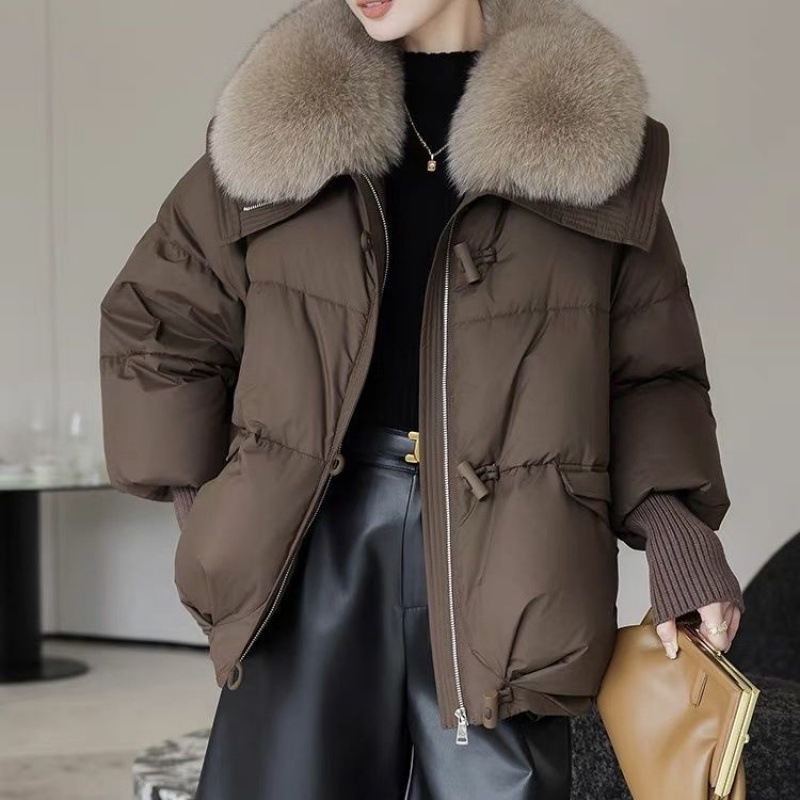 Down Cotton-padded Jacket Women's Short Fur Collar Thickened Coat Winter Clothing - Image 5