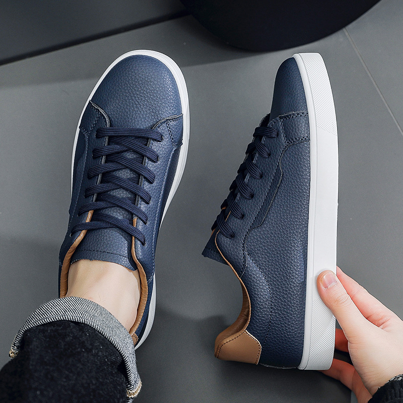 Spring New Mens White Sneakers With A Low-cut Design - Image 4