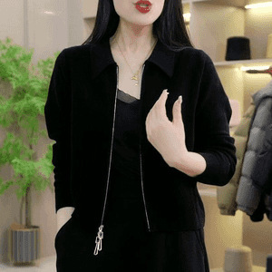 Womens Loose-fitting Short Versatile Zip-up Jacket - Image 6