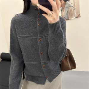 New Autumn Winter Merino Wool Knitted Sweater Coat
