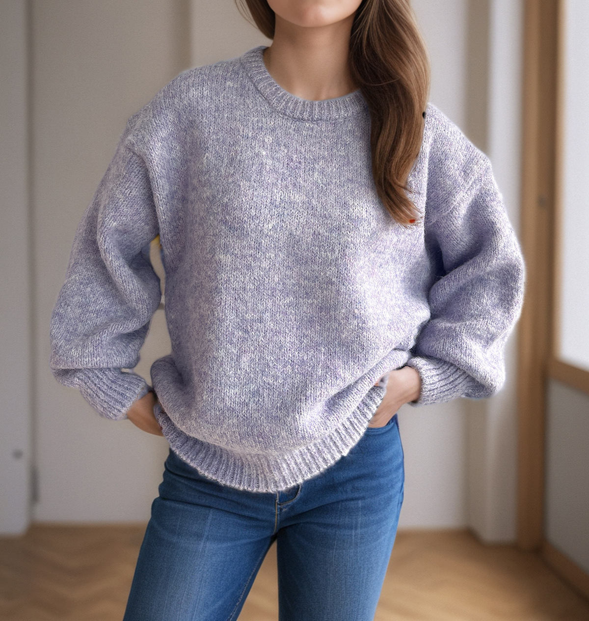 Womens Loose-fitting Crew-neck Sweater For Fall And Winter - Image 2