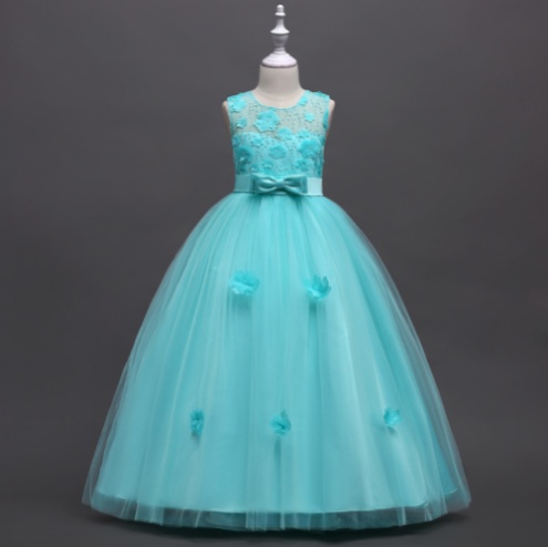 Fashion Children's Long Summer Piano Performance Costume Dress - Image 7