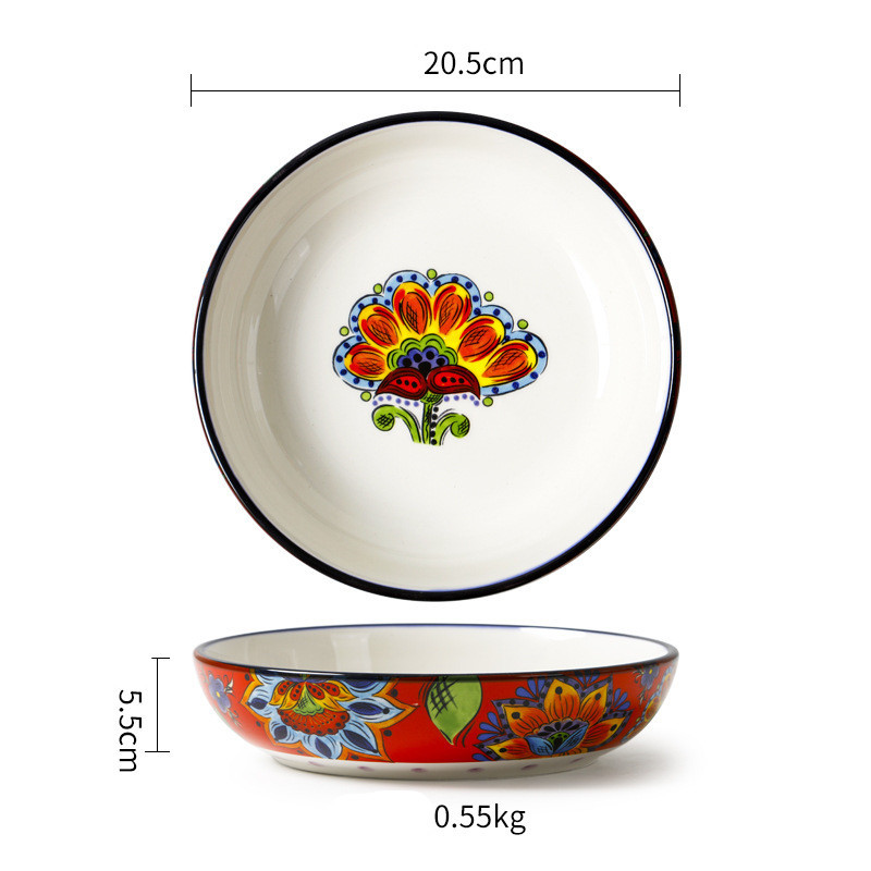 Ceramic Tableware Pastoral Style Home Plate Dinner Plate - Image 5