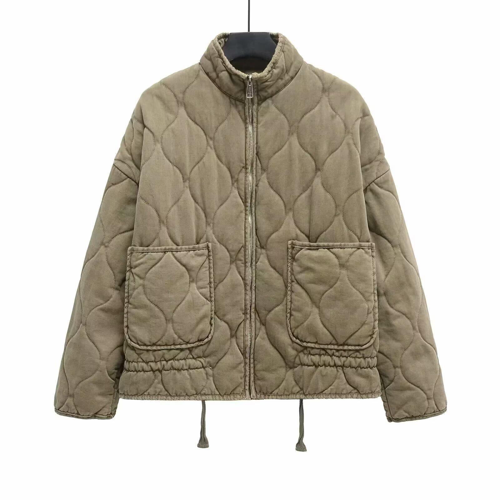 Womens Solid-Color Cotton Coat For FallWinter With Lacing - Image 6