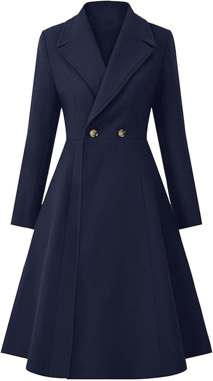 Women's Long Lapel Double Breasted Trench Coat - Image 3