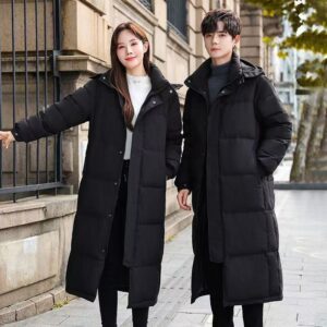 Mid-length Couple Men's And Women's Winter Down Hooded Jacket