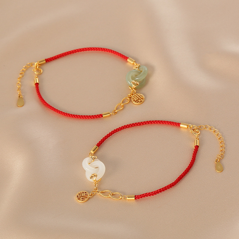 Retro Interlocking Braided Red String Bracelet