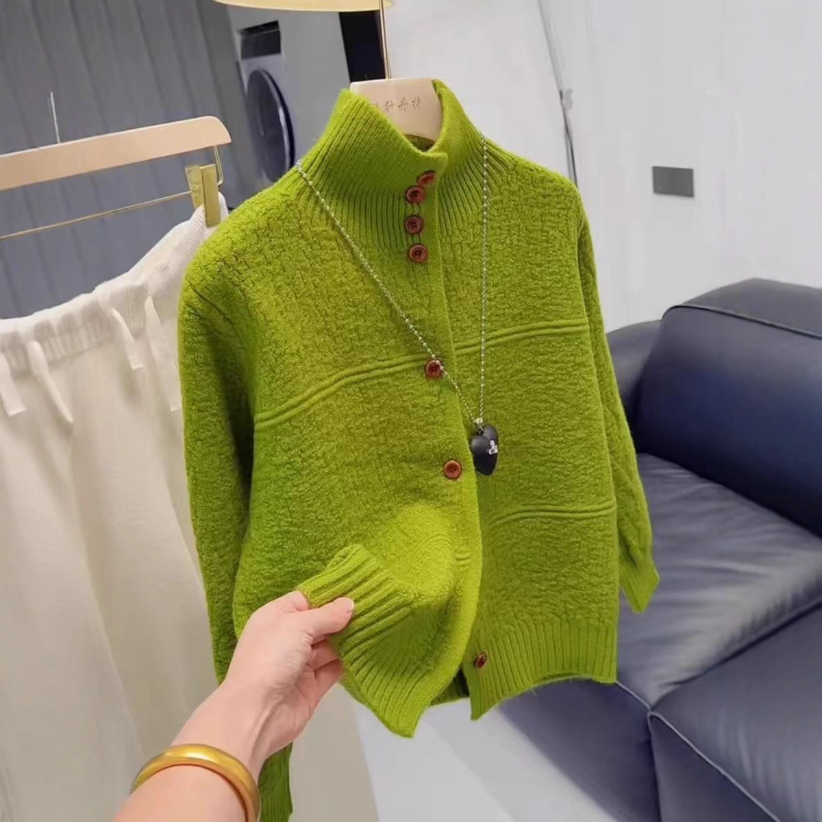 New Autumn Winter Merino Wool Knitted Sweater Coat - Image 2