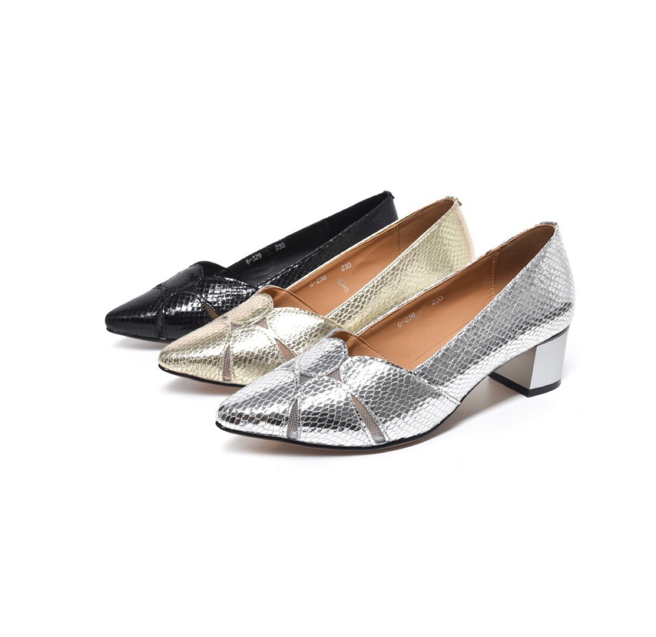 Stylish Chunky-heel Peep-toe Pointed-toe Versatile Low-heeled Womens Shoes - Image 3