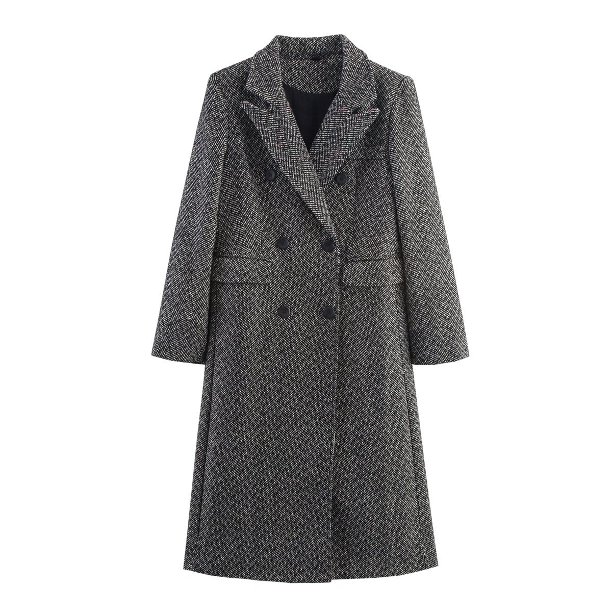 Womens British-style Commuter Herringbone Loose Wool Coat - Image 6