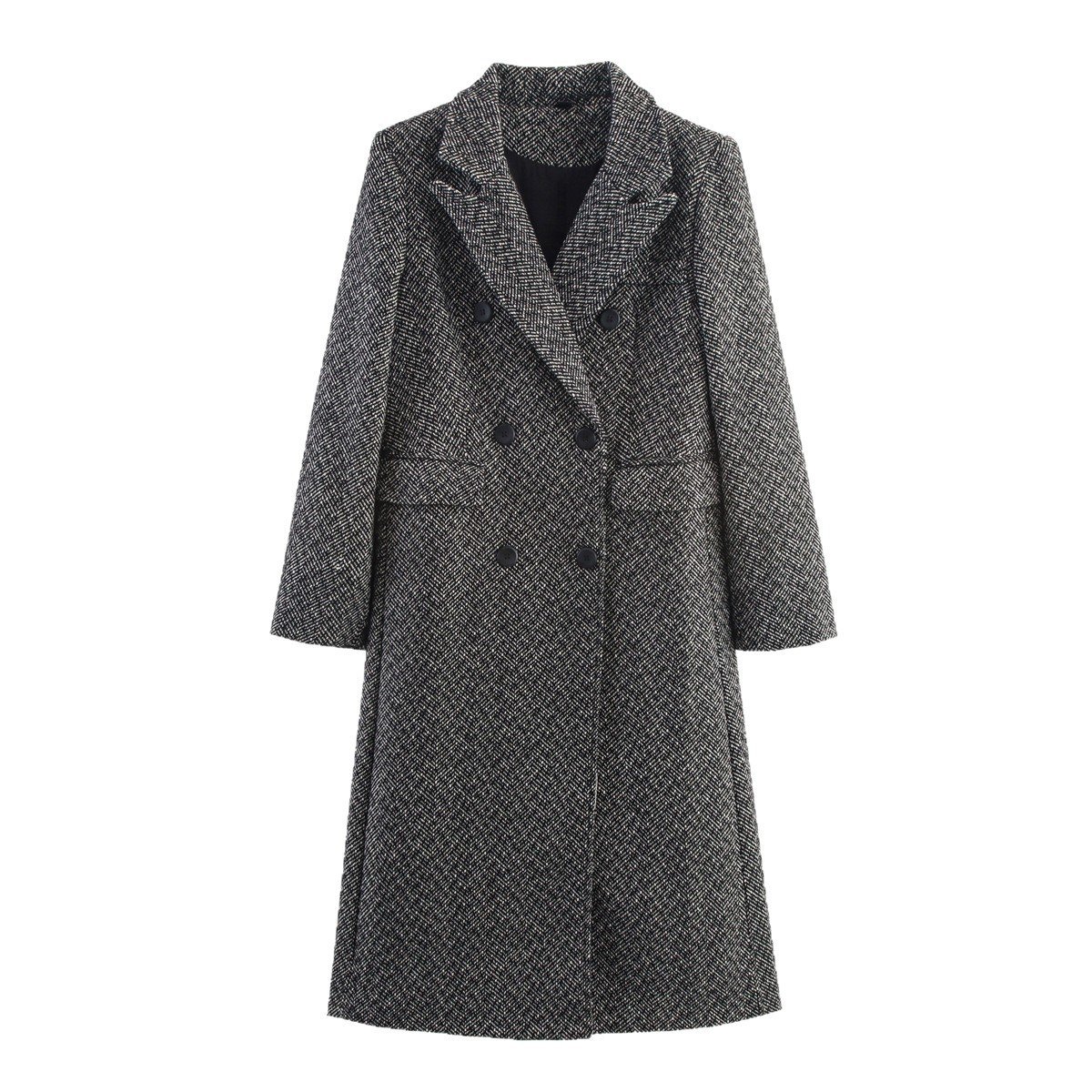 Womens British-style Commuter Herringbone Loose Wool Coat - Image 2