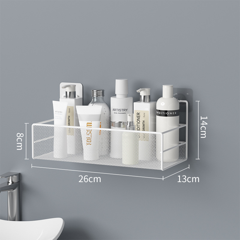 Wall-Mounted Bathroom Shelf No Drill Shower Shampoo Organizer Toilet Accessories - Image 3