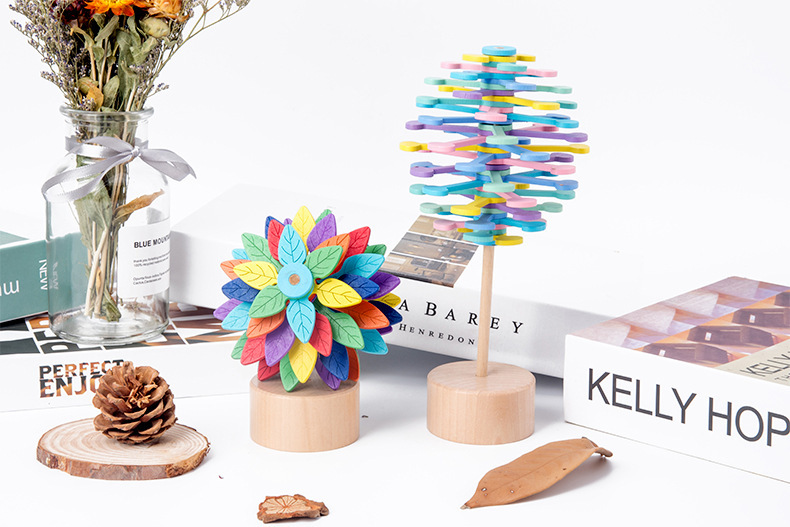 Solid Wooden Rotating Lollipop Fischer Series Creative Ornaments Decompression Toys Decompression Artifact Gyro - Image 7